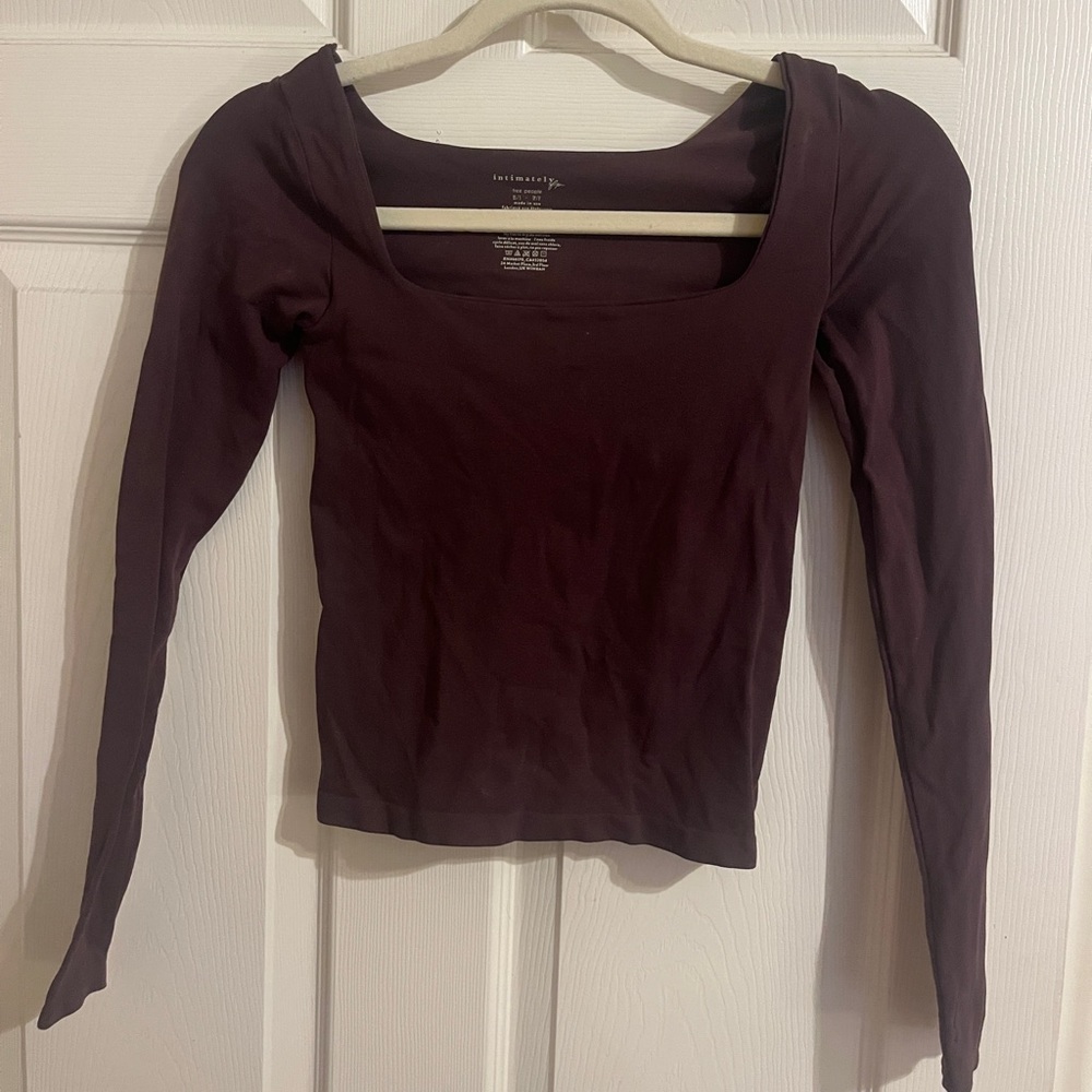 Free People Rich Burgundy Long Sleeve Top